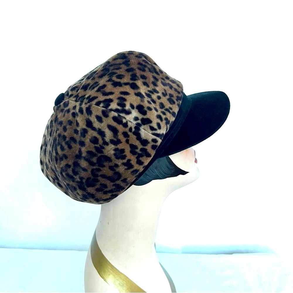 Vintage Women’s Faux Leopard Fall/Winter Newsboy Cap Hat Size S/M - Picture 5 of 15